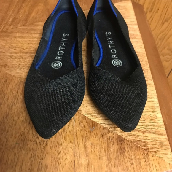 Women's Shoes ROTHY"S Black The Point Retired Honeycomb In Flats - Picture 7 of 9
